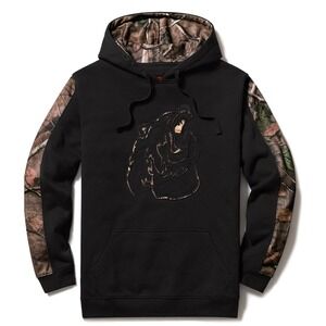 CQR Tactical Series Black Hoodie Bear Camo Sleeve Men's‎ Size Small